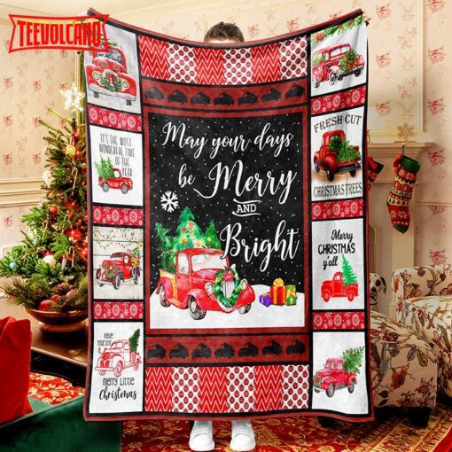 Red Truck Christmas Tree Patchwork Christmas Blanket