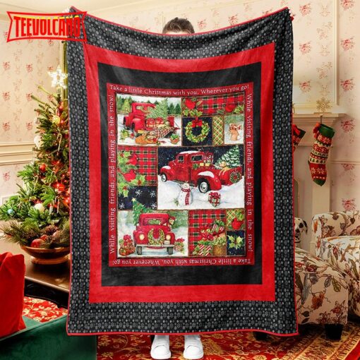 Red Truck Christmas Tree Wreath Gift To Celebrate Christmas  Snowman Quilt