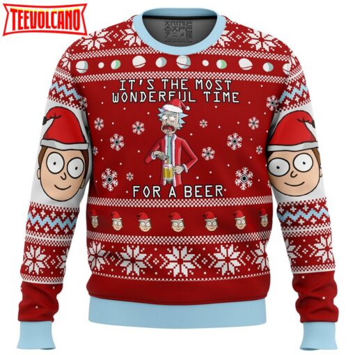 Rick and Morty Time for a Beer Ugly Christmas Sweater