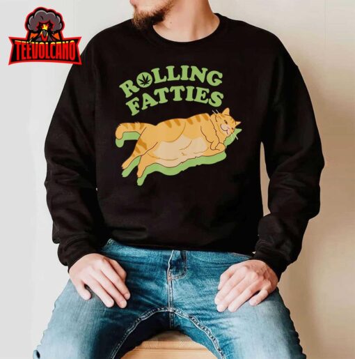 Rolling Fatties Funny Weed Cat Marijuana T-Shirt