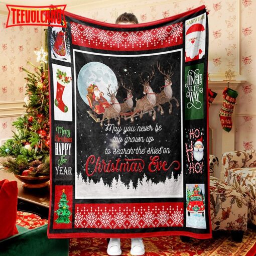 Santa And Elk Christmas Blanket