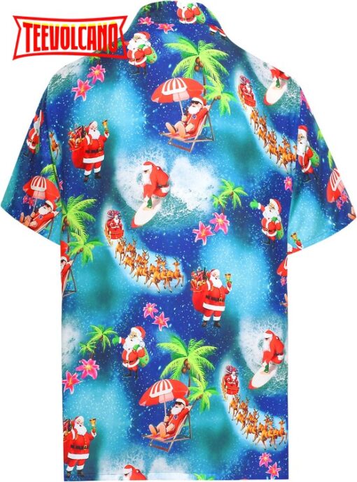 Santa Claus Christmas Men’s Relaxed Beach Button Down Short Sleeve Hawaiian Shirt