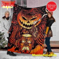 Scary Pumpkin Halloween Sofa Fleece Throw Blanket  Halloween Gifts