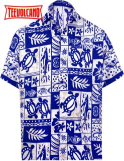 Shirt Casual Button Down Short Sleeve Beach Shirt Men Aloha Ghost White