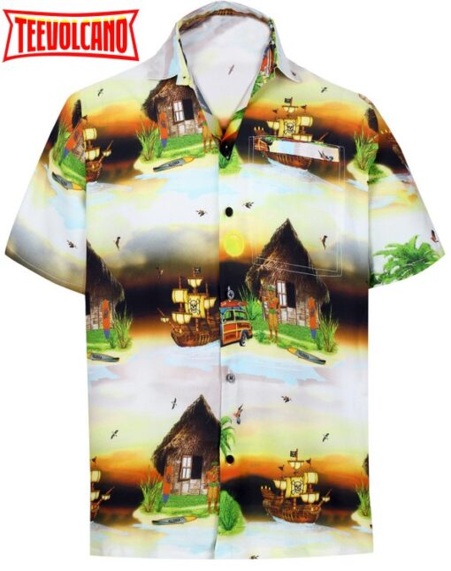 Shirt Casual Button Down Short Sleeve Beach Shirt Men Aloha Pocket shirt