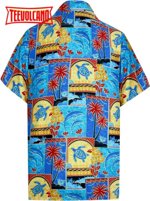 Shirt Sleeve Beach Shirt Men Aloha Pocket Blue Hawaii shirt