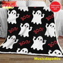 Silly Ghosts on Black Boo Halloween Sofa Fleece Throw Blanket  Halloween Gifts