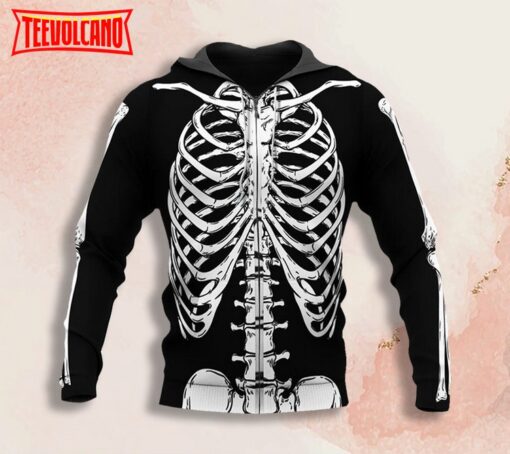 Skeleton Halloween 3D Hoodie, Funny Skeleton Pullover Hoodie