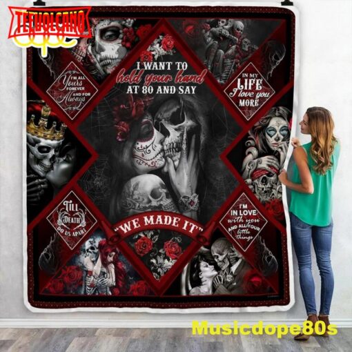 Skull Couple Love Halloween Sofa Fleece Throw Blanket  Halloween Gifts