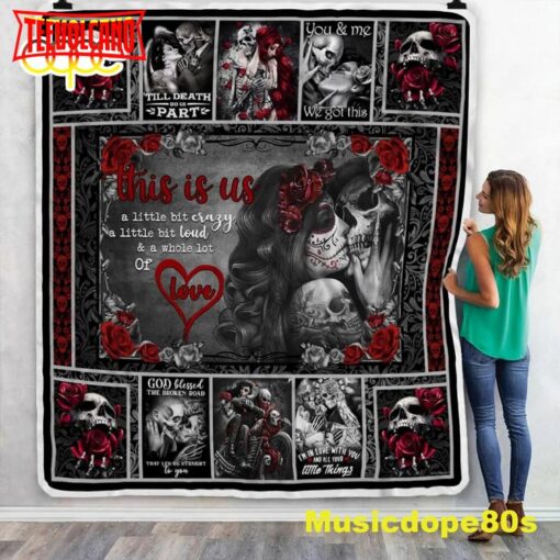 Skull Couple To My Love This Is Us Halloween Sofa Fleece Throw Blanket