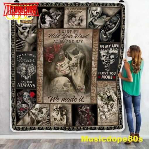 Skull Couple We Made It Halloween Sofa Fleece Throw Blanket  Halloween Gifts