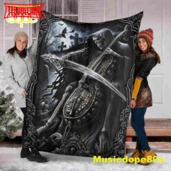 Skull Playing Cello Halloween Sofa Fleece Throw Blanket  Halloween Gifts