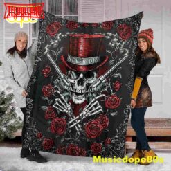 Skull Roses Never Die Halloween Sofa Fleece Throw Blanket  Halloween Gifts