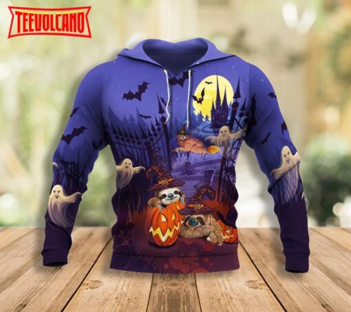 Sloth Halloween Hoodie Pumpkin 3D All Over Printed Ghost Hoodie