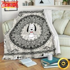 Snoopy Doing Yoga Brocade Motifs Fleece The Peanuts Movie Blanket