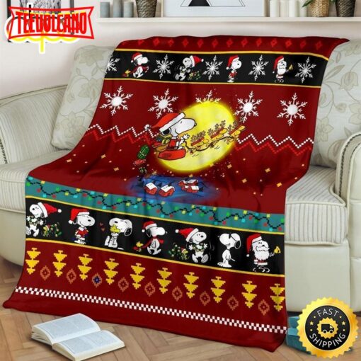 Snoopy Red Christmas Gift For Fan Blanket Christmas Snoopy