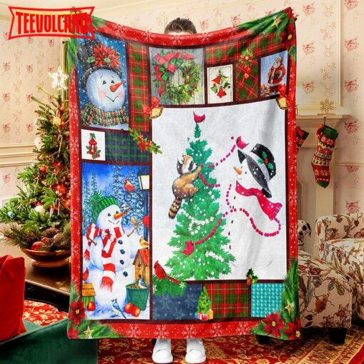 Snowman Raccoon Christmas Tree, Merry Christmas Gift  Snowman Quilt