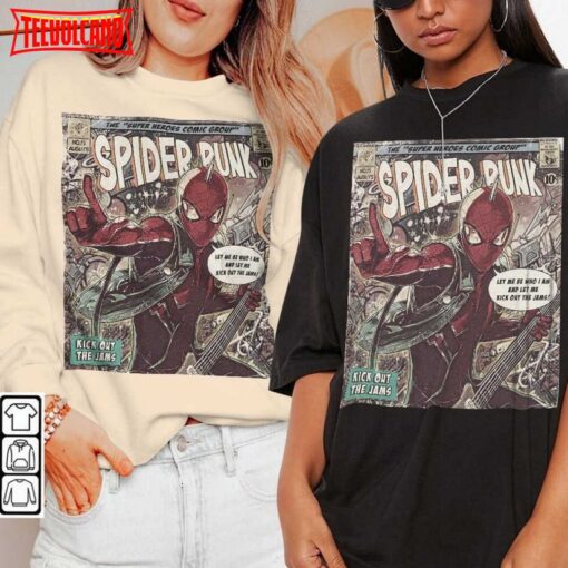 Spider-Punk Comic Merch Book Art Kick Out The Jams Super Heroes T Shirt