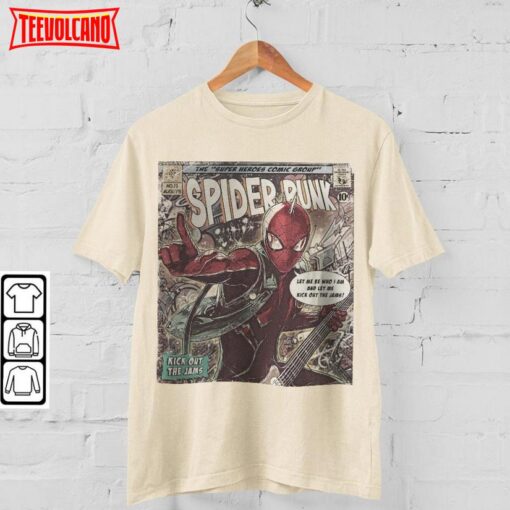 Spider-Punk Comic Merch Book Art Kick Out The Jams Super Heroes T Shirt