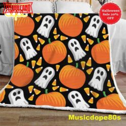 Spooky Elements Ghost Pumpkins Halloween Sofa Fleece Throw Blanket  Halloween Gifts