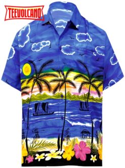 Summer Shirt Button Down Short Sleeve Beach Shirt Men Aloha Pocket Shirt