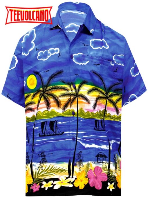 Summer Shirt Button Down Short Sleeve Beach Shirt Men Aloha Pocket Shirt