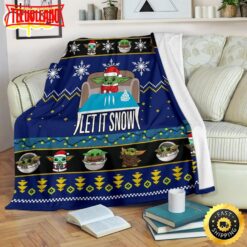 SW Let It Snow Grogu Pattern Blue Blanket Marve