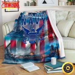 The Ships On The Sea Us Navy Fleece Throw Blanket