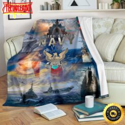 The Us Navy And Warships Fleece Throw Blanket