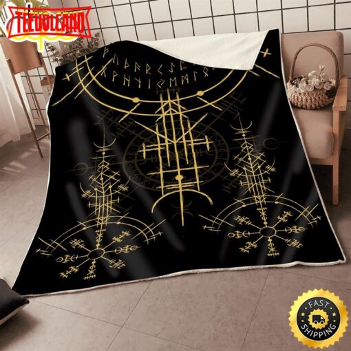 The Viking Compass Fleece Throw Blanket