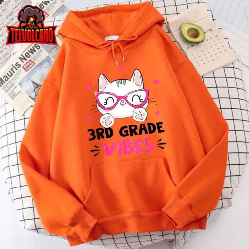 Third 3rd Grade Vibes Back To School Cute Cat Cute For Girls T-Shirt