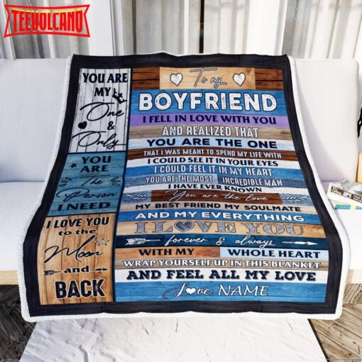 To My Boyfriend  From Girlfriend Wood I Fell In Love With You Boyfriend Anniversary Blanket