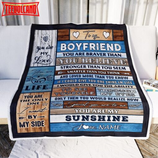 To My Boyfriend From Girlfriend Wood You Are My unshine I Love You Boyfriend Blanket