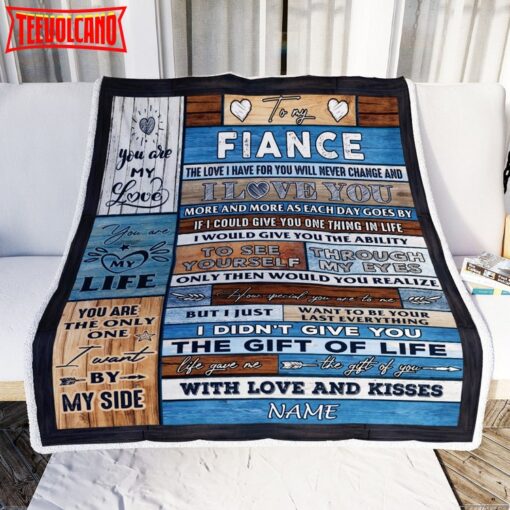 To My Fiance  From Fiancee Wood I Love You More And More Fiance Anniversary Blanket