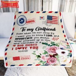 To My Girlfriend  Floral Air Mail Letter I Love You Girlfriend For Her Birthday Blanket