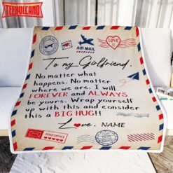 To My Girlfriend  From Boyfriend Big Hug Air Mail Letter Girlfriend Birthday Blanket