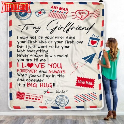 To My Girlfriend  From Boyfriend Love You Forever Always Airmail Letter Birthday Blanket