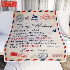 To My Husband  From Wife Big Hug Air Mail Letter Husband Birthday Wedding Blanket