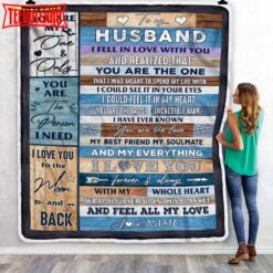 To My Husband  From Wife’s Name Wood I Fell In Love With You Wife Anniversary Blanket