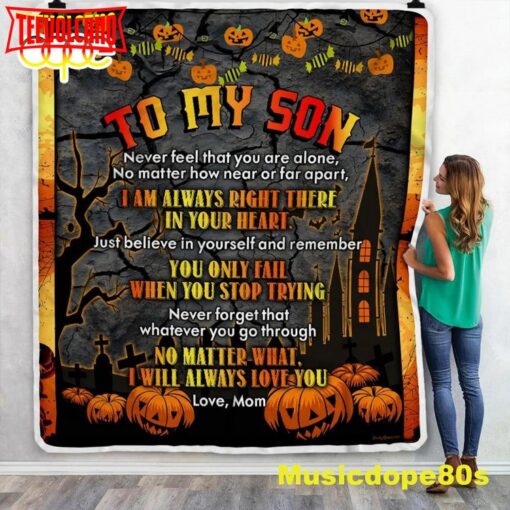 To My Son Halloween Sofa Fleece Throw Blanket  Halloween Gifts