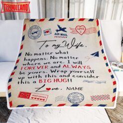 To My Wife  From Husband Big Hug Air Mail Letter Wife Birthday Anniversary Wedding Blanket