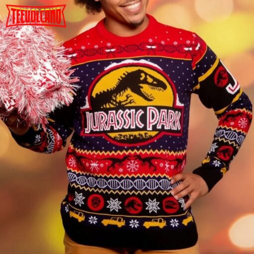 UhFinds A Way Jurassic Park Christmas Ugly Sweater Noel Gift