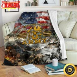 United State Army With Veteran Fleece Throw Blanket