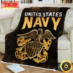 United State Navy And Symbols Fleece Throw Blanket