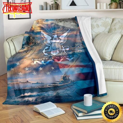 United State Navy Warships Fleece Throw Blanket