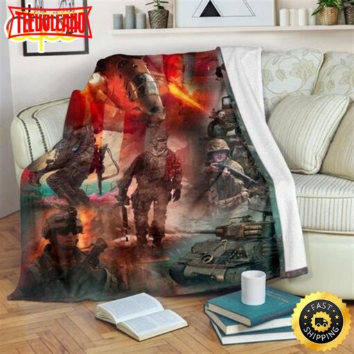 Us Army American Veteran Fleece Throw Blanket