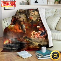 Us Army And American Veteran Fleece Throw Blanket