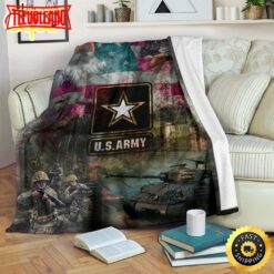 Us Army Eagle And Military Service Dog Fleece Throw Blanket