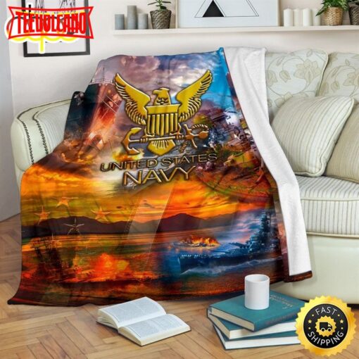 Us Navy And War At Sea Fleece Throw Blanket