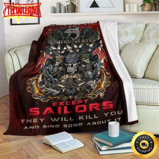 Us Navy Except Sailors Fleece Throw Blanket